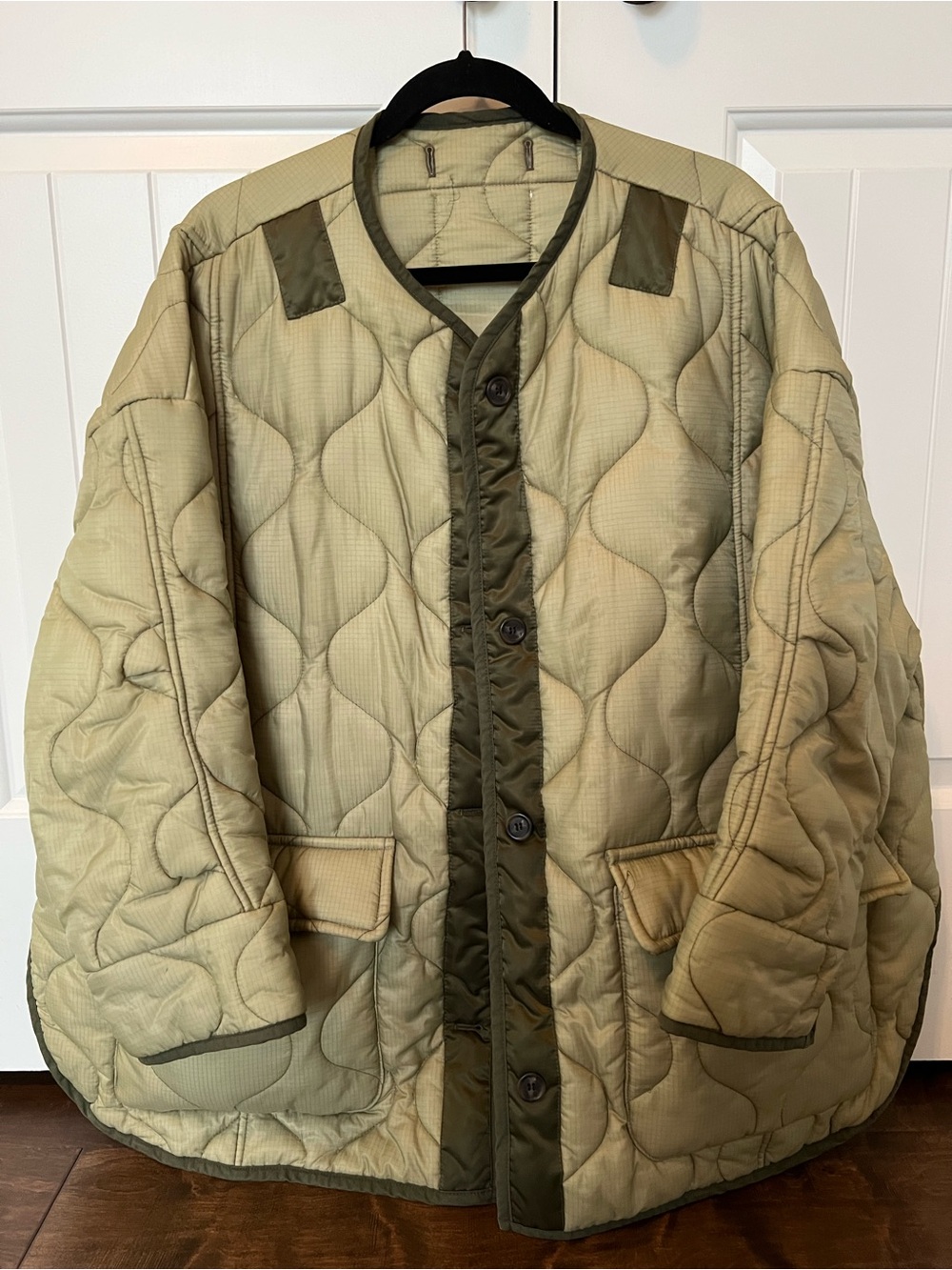 The Frankie Shop Teddy Quilted Olive & Khaki Jacket